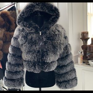SOLD - Beautiful Fox Fur Hooded Bomber